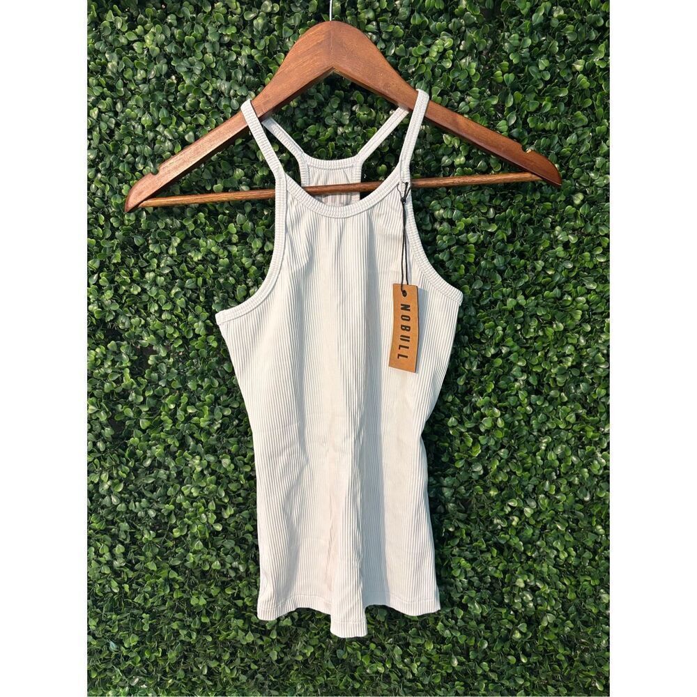 NoBull Frost Blue Ribbed Full Length Tank Top Sz XS NWT